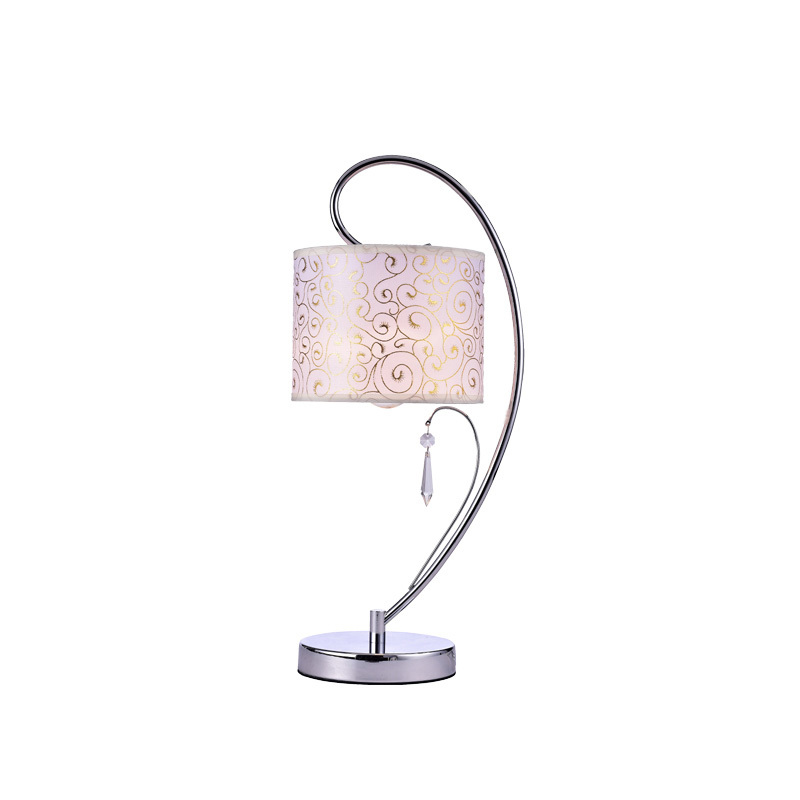 IM Lighting 1-light chrome modern crystal table lamp decorative contemporary indoor fabric drum shade lamp