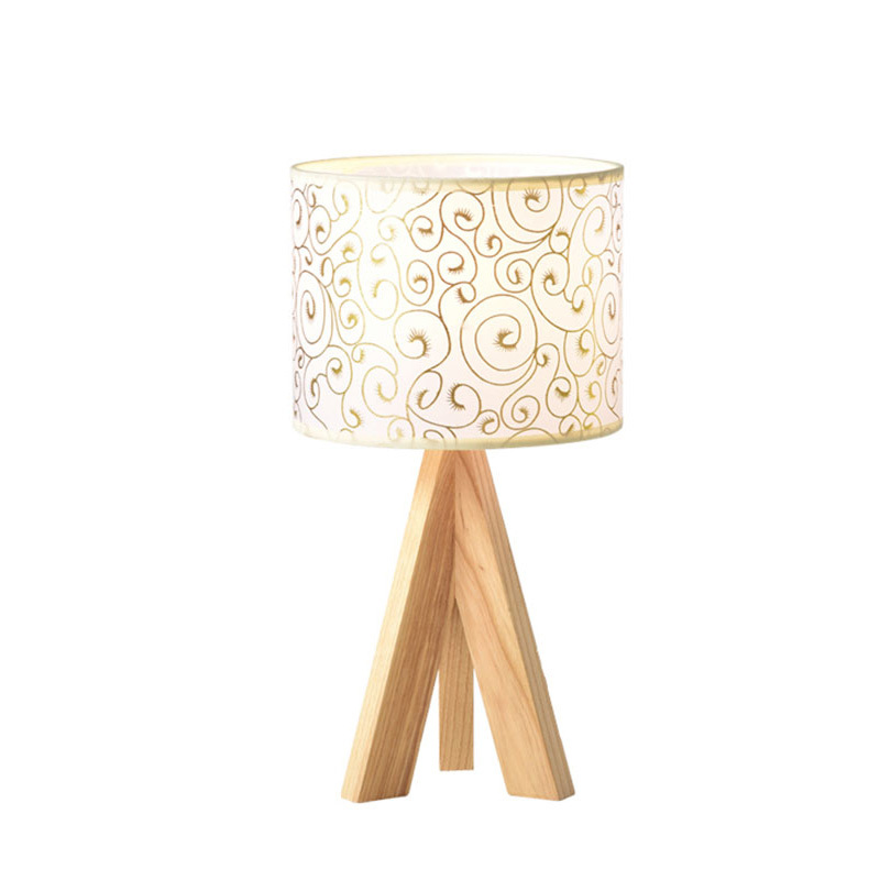 IM Lighting 1-light modern  wooden tripod elegant fabric shade lamp decor contamporary table lamp