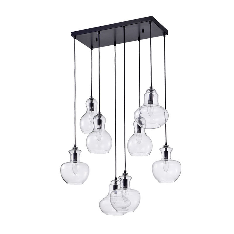 IM Lighting 8-light classical black modern clear glass pendant lights with different lampshade for indoor decorative pendant lamps