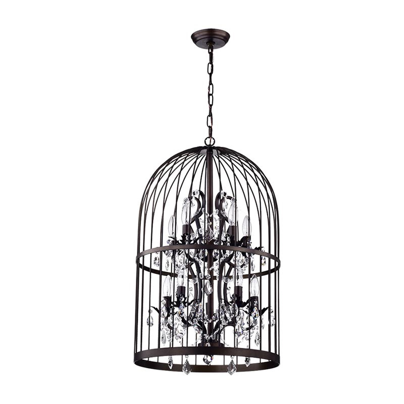 IM Lighting 10-light antique bronze color metal crystal vintage birdcage rustic charm big chandelier light