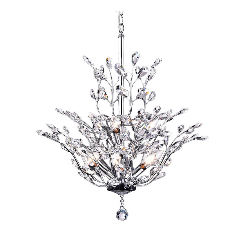IM Lighting 9-light chrome color electroplate modern livingroom hanging iron 3 tiered crystal chandelier