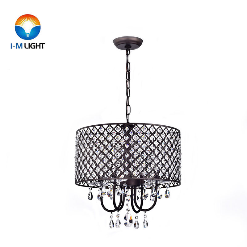 IM Lighting 4-light antique bronze contemporary wrought iron drum shade glam chandelier light