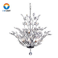 IM Lighting 9-light chrome color electroplate modern livingroom hanging iron 3 tiered crystal chandelier