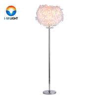 IM Lighting 3-light chrome modern metal crystal feather shade fancy standing for living room decor floor lamp