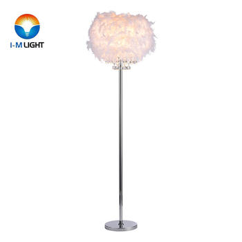 IM Lighting 3-light chrome modern metal crystal feather shade fancy standing for living room decor floor lamp