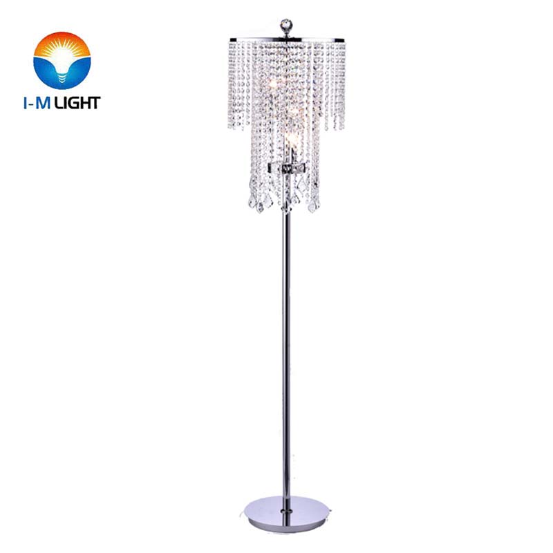 IM Lighting 3-light fancy chrome double chandelier crystal modern indoor decor standing floor lamp