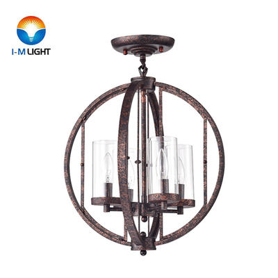 IM Lighting 4-light antique copper metal shade industrial clear glass indoor elegant ceiling lamp