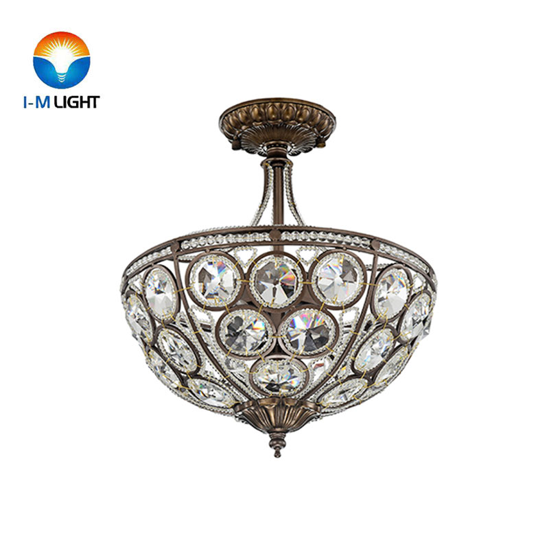 IM Lighting 4-light ancient bronze color metal lamp modern crystal Elizabeth style decor ceiling lamp