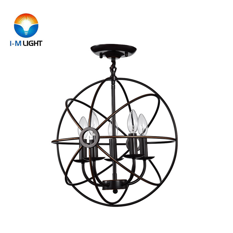 IM Lighting 5-light antique bronze finished globe modern wrought iron classic elegant ceiling lamp