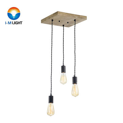 IM Lighting 3-light imitation wood grain ceiling metal light rustic indoor simple wooden ceiling lamp