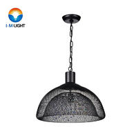 IM Lighting 1-light matte black color industrial wrought iron shade crystal indoor modern pendant lamp