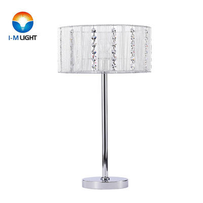 IM Lighting 1-light brushed silver round shade modern metal crystal lamp high quality indoor decorative table lamp
