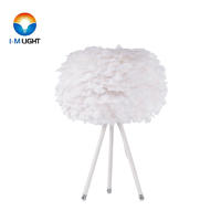 IM Lighting 1-light white color contemporary metal feather shade tripod indoor decor table lamp