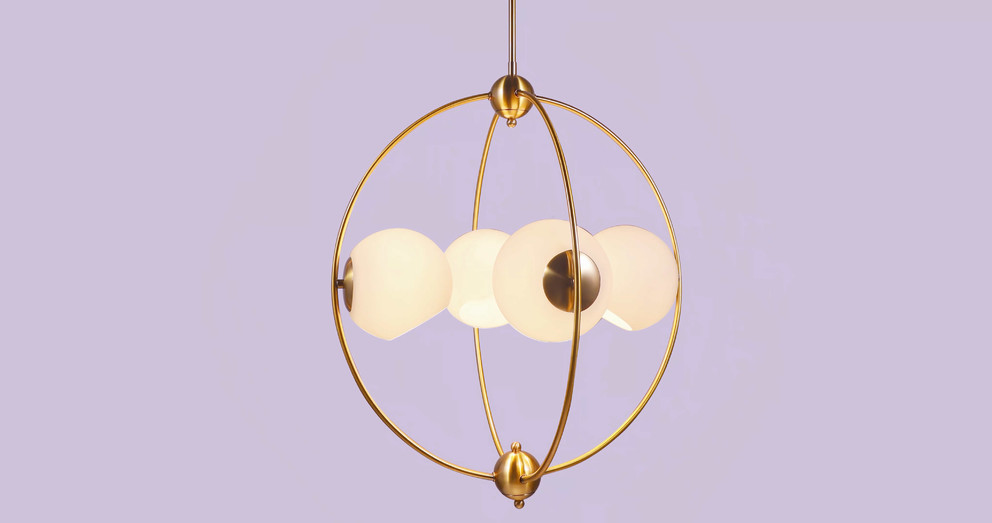 Modern minimalist wrought iron interior decoration glass pendant lamp