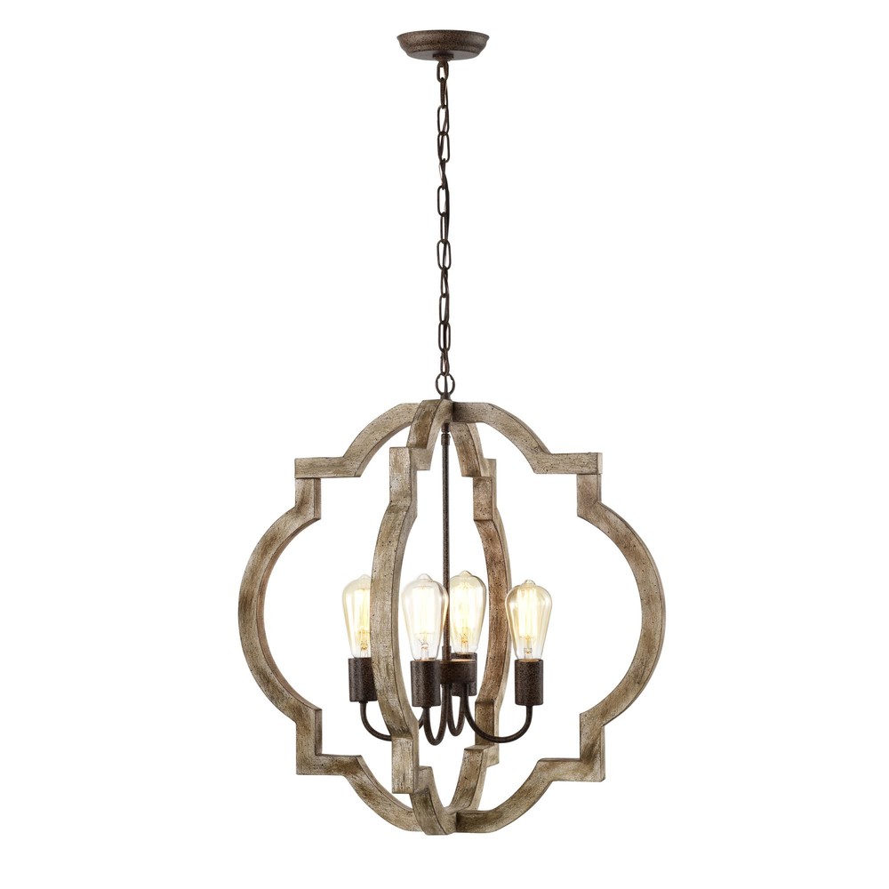IM Lighting Retro wood modern minimalist style rustic pendant lamp indoor four lamp head chandelier