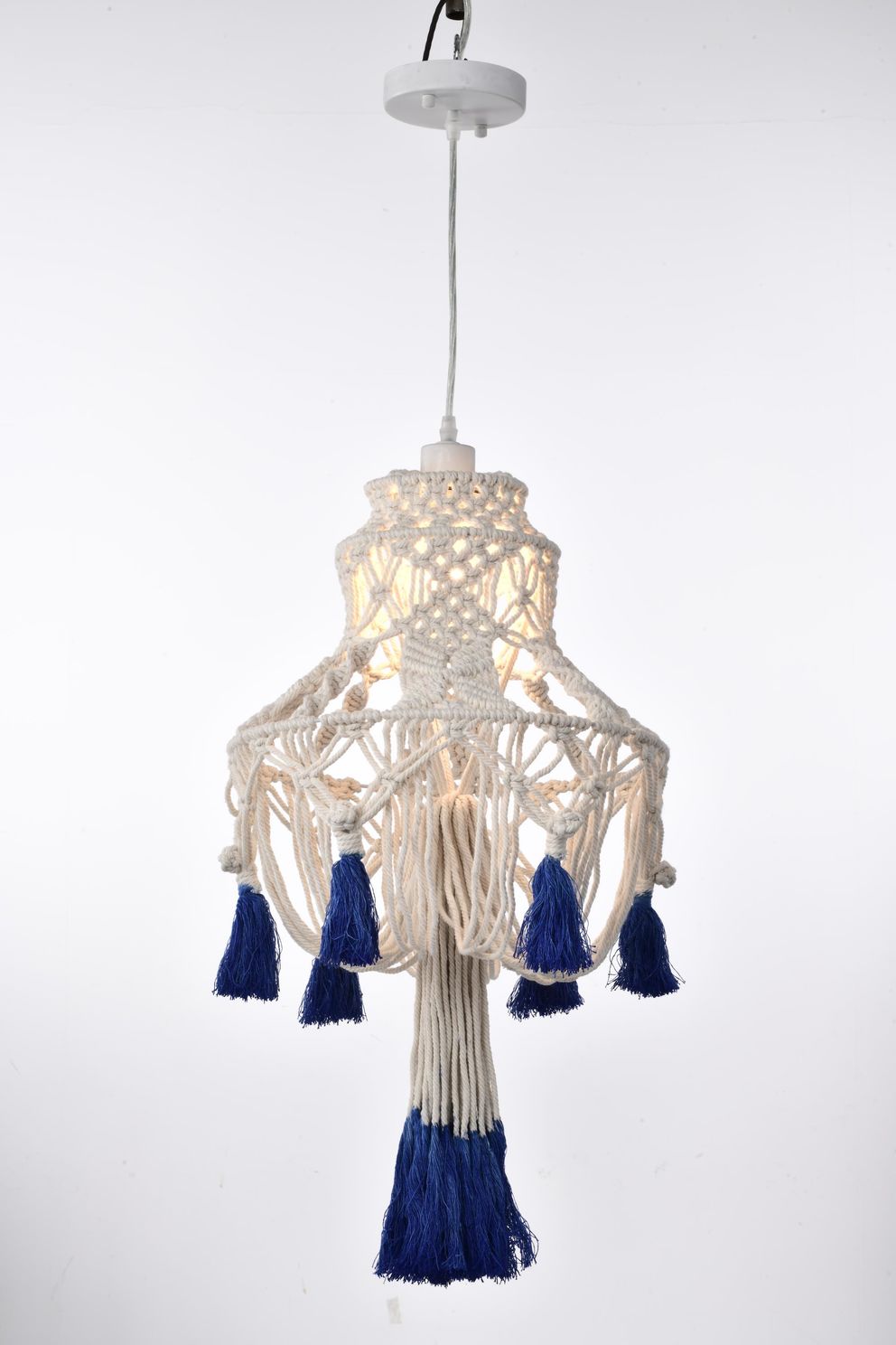 The real shot effect of cotton rope weaving pendant lamp