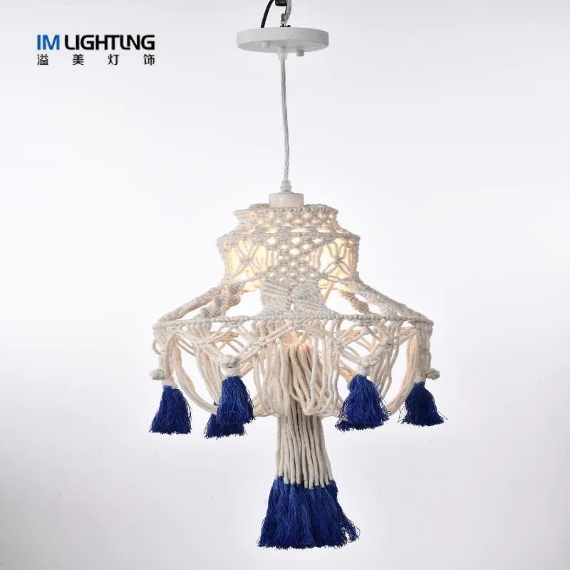 IM Lighting Idyllic cotton rope chandelier simple hand-woven Nordic bedroom lamp home B&B restaurant lamp