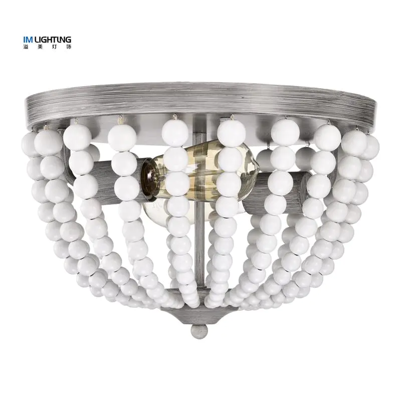 IM Lighting 2-light Handmade creative hemispherical wooden bead lamp production