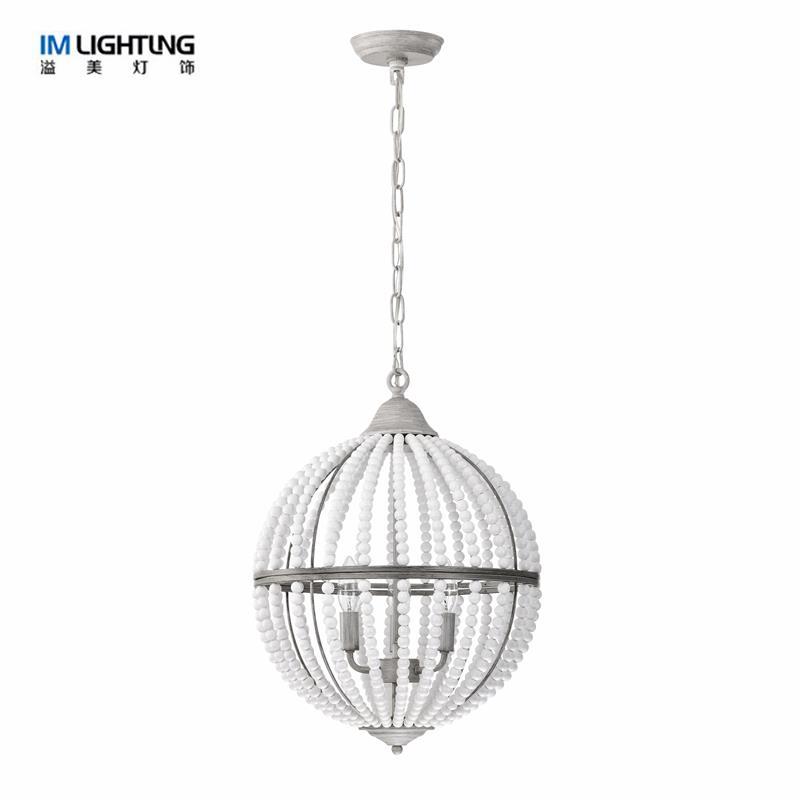 IM Lighting  3- light  Adjustable spherical wood chandelier for bedroom