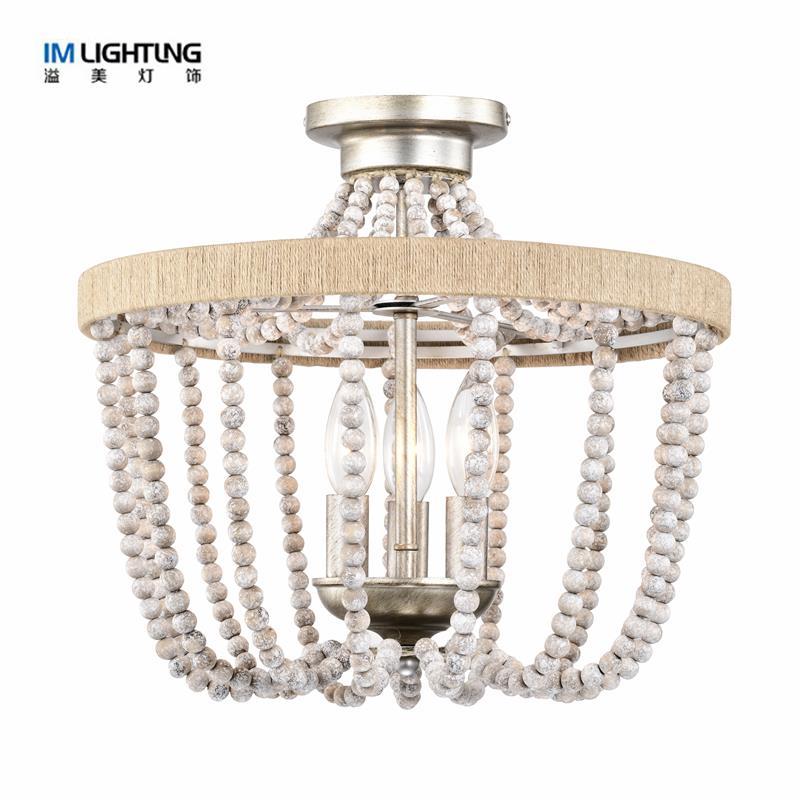 IM L ighting  3-light Brown wood bead ceiling lamp