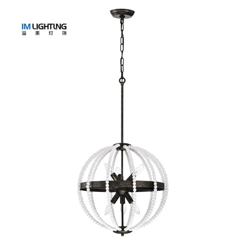 IM Lighting 6-light Creative spherical wooden bead lighting chandelier