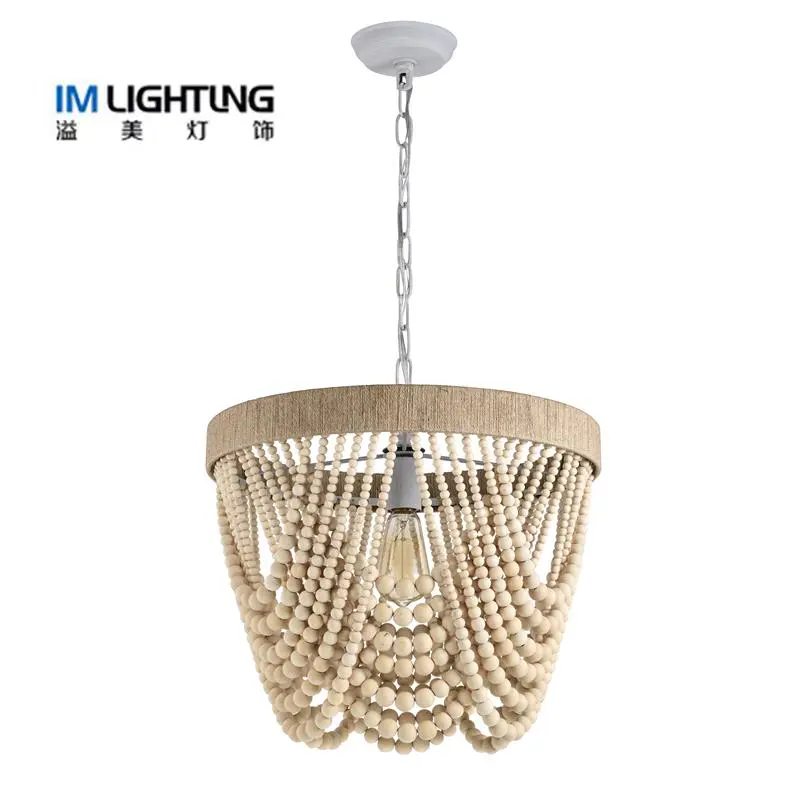 1-light Modern fashion hanging rustic hanging wooden bead string lights