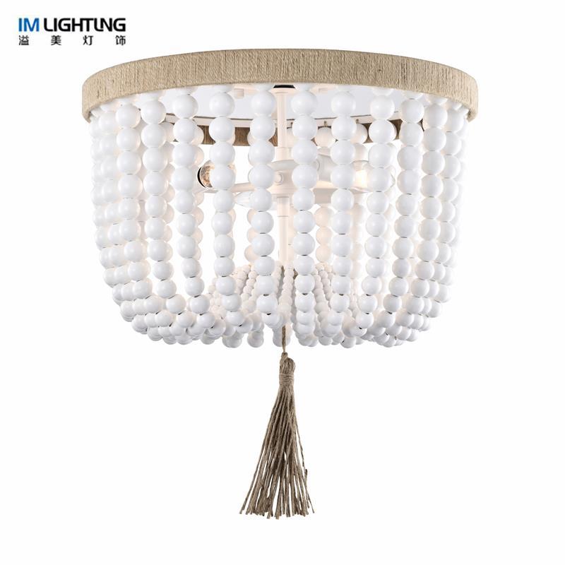 IM Lighting 3-light Modern light luxury bedroom wooden bead ceiling lamp