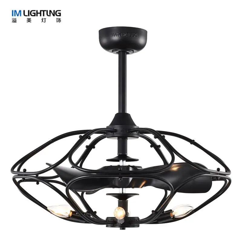 Wrought Iron Indoor Ceiling Fan Lights 6-Light Dining Room Fan Light