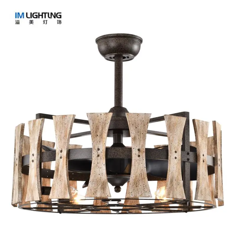 IM Lighting 6-light Solid wood ceiling fan dining room leisure