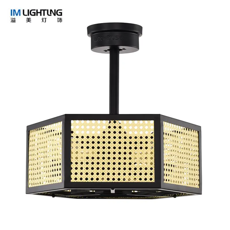 Ceiling Fan Light Supplier For 3-Light Retro Rattan Ceiling Fan Light Fixtures